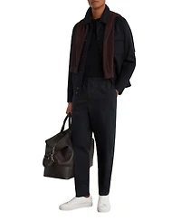 Reiss Men's Snap Flat-Front Tapered Stretch Cotton-Blend Pants