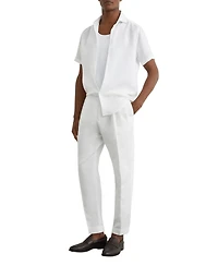 Reiss Men's Com Pleated Linen-Blend Tapered Trousers Pants