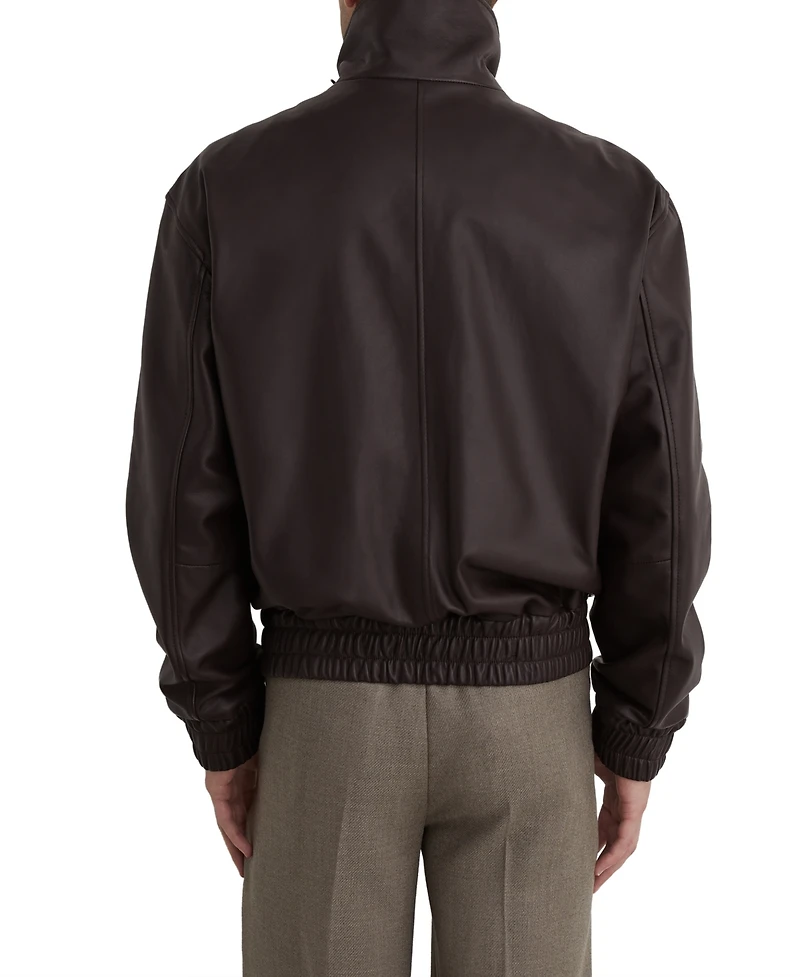 Reiss Men's Trinity Leather Oversized Funnel-Neck Jacket