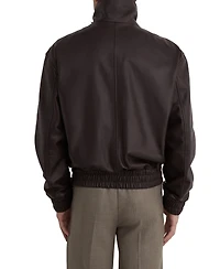 Reiss Men's Trinity Leather Oversized Funnel-Neck Jacket