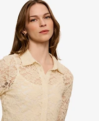 Sanctuary Women's Dreamer Long-Sleeve Lace Blouse