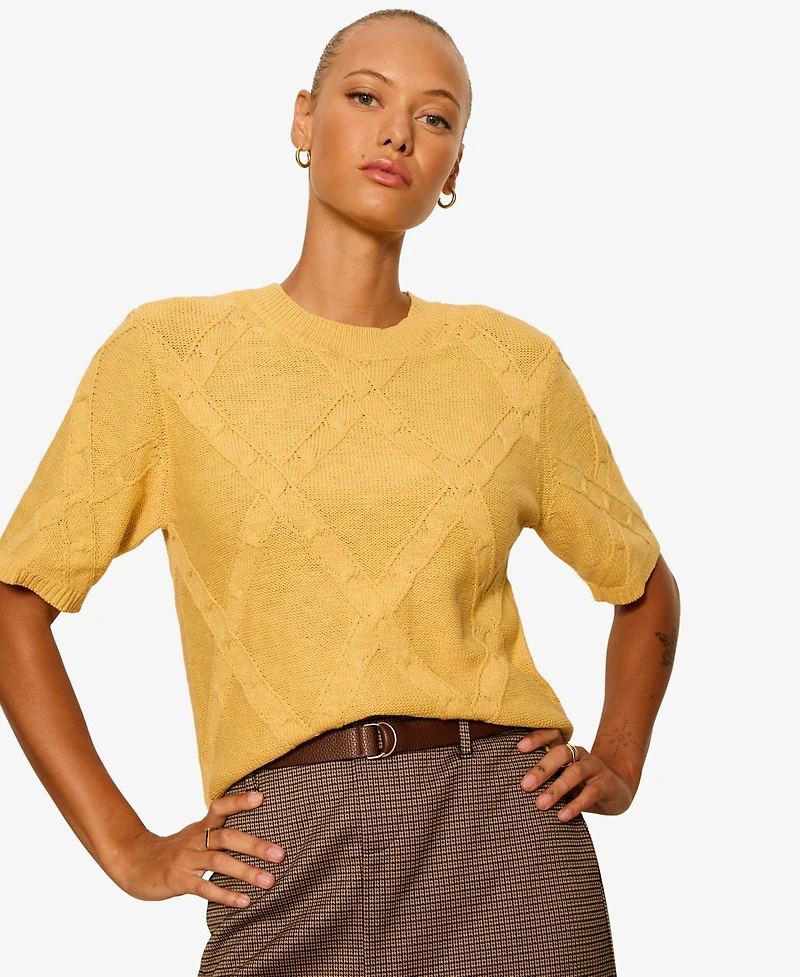 Sanctuary Women's Short-Sleeve Cotton Sweater T-Shirt
