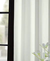 Half Price Drapes Fresh Popcorn & Black Bordered Grommet Vertical Printed Cotton Curtain