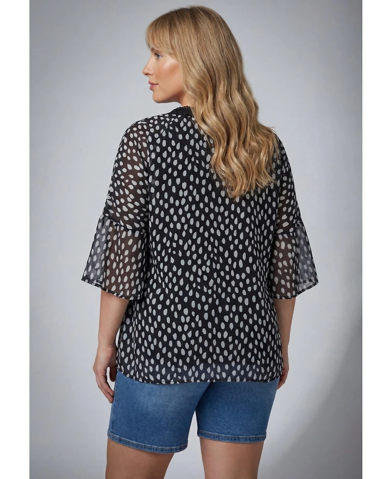 Avenue Plus Crochet Trim Caftan Women's Top