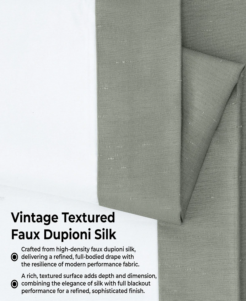 Half Price Drapes Silver Vintage Textured Faux Dupioni Silk Blackout Curtain