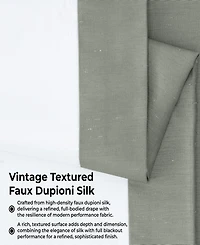 Half Price Drapes Silver Vintage Textured Faux Dupioni Silk Blackout Curtain