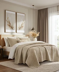 Harbor House Botanical Leaves Stone-Washed Cotton 3-Piece Quilt Set