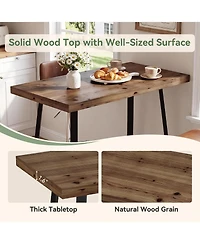 Tribesigns Modern Farmhouse Solid Wood Bar Table, Rectangular Pub Table with Metal Frame