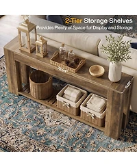 Tribesigns Farmhouse Console Table, Rustic Sofa Table with Storage, Industrial Wood Entry Table
