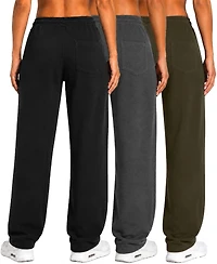 Blu Rock Women's Loose Fit Tech Fleece Performance Sweatpants with Open Bottom-3 Pack