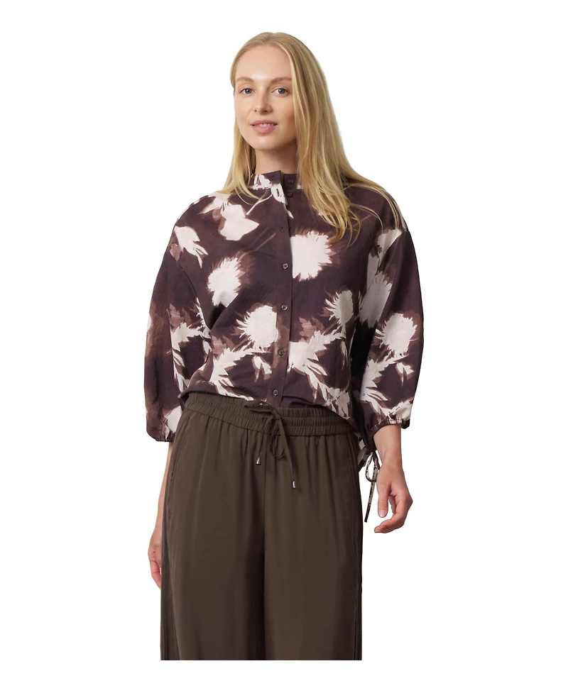 Cable & Gauge Women's Floral-Print Balloon-Sleeve Blouse