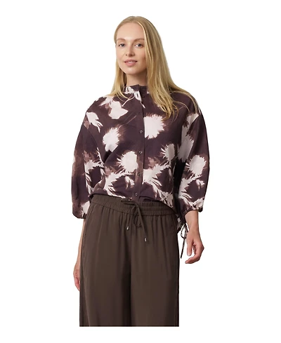 Cable & Gauge Women's Floral-Print Balloon-Sleeve Blouse