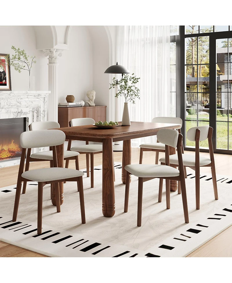 Streamdale Furniture Solid Wood Dining Chairs Set of 4, Chenille Upholstered