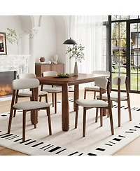 Streamdale Furniture Solid Wood Dining Chairs Set of 4, Chenille Upholstered