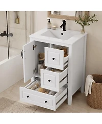 Phying 24 Inch Bathroom Vanity with Sink Modern Freestanding Vanity Cabinet with 1 Soft Closing Door Home Decor