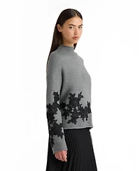 Nvlt Women's Mock Neck Applique Sweater