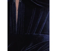 Alex & Sophia Juniors' Sweetheart Neck Velvet Gown with Beaded Applique Detail and Skirt Slit