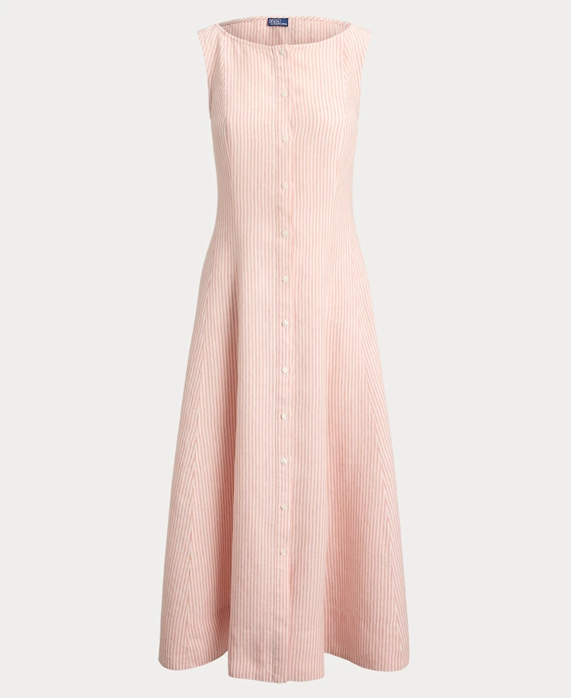 Polo Ralph Lauren Women's Striped Fit-and-Flare Linen Midi Dress
