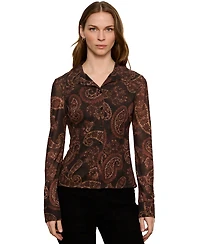 Sanctuary Women's Fitted Mesh Button Down Top