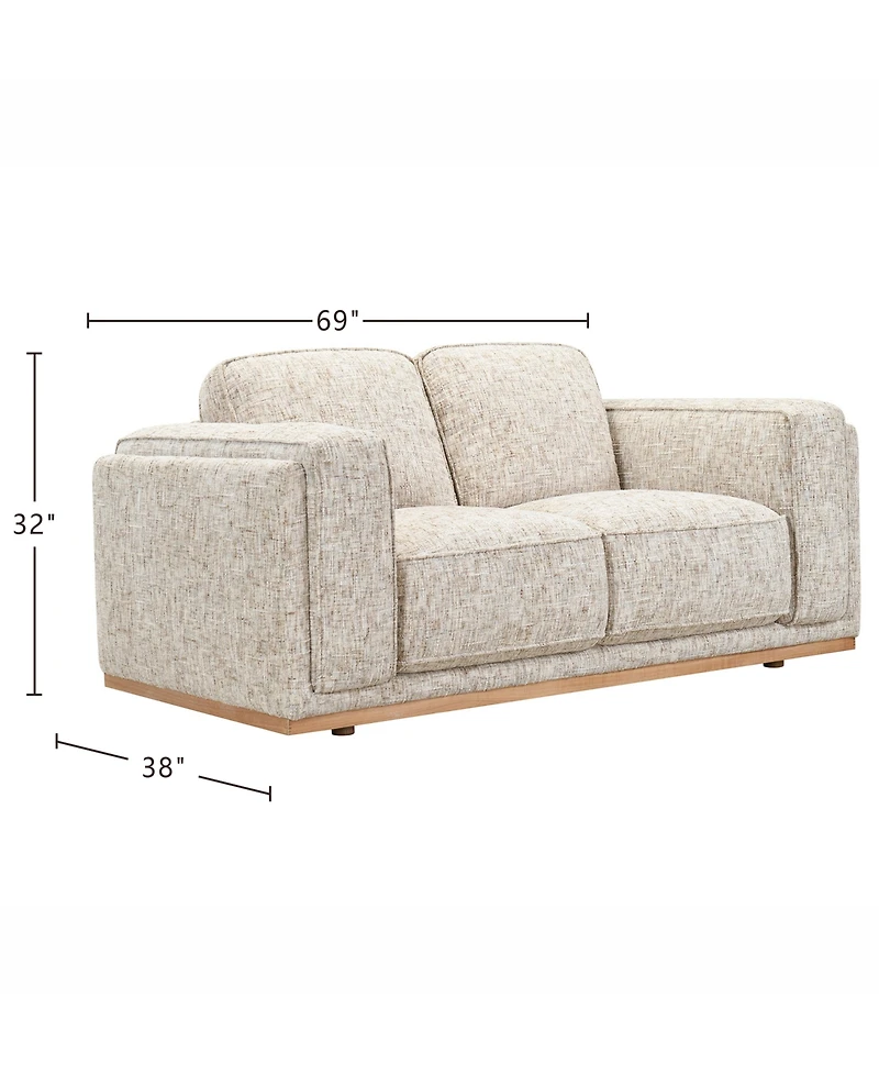Baymont 69" Top-Grain Leather Pad-Arm Loveseat, Macy's Exclusive
