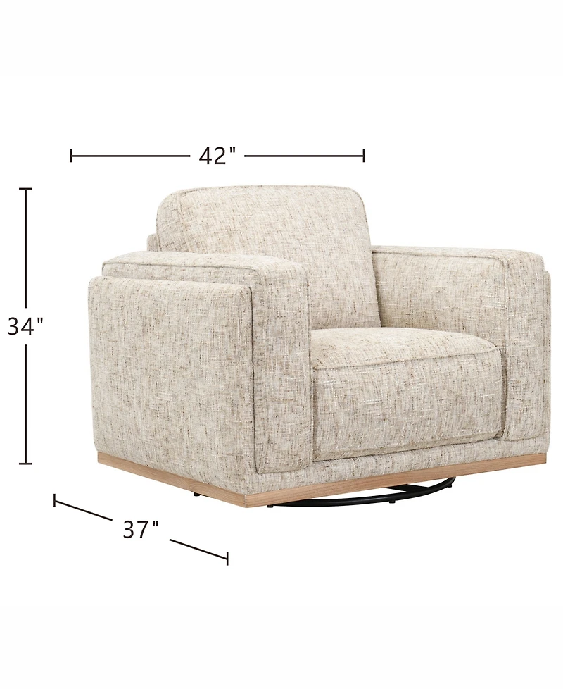 Baymont 42" Top-Grain Leather Swivel Chair, Macy's Exclusive