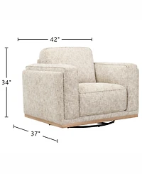 Baymont 42" Top-Grain Leather Swivel Chair, Macy's Exclusive