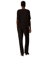 Calvin Klein Women's Pull-On Straight-Leg Plisse Pleat Pants