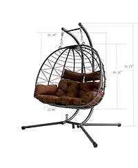Asagikoiai Outdoor 2-Person Patio Hammock Swing Egg Chair with Stand