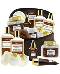 Lovery 10 Piece Sandalwood Body Care Gift Set, Relaxing Home Spa Set