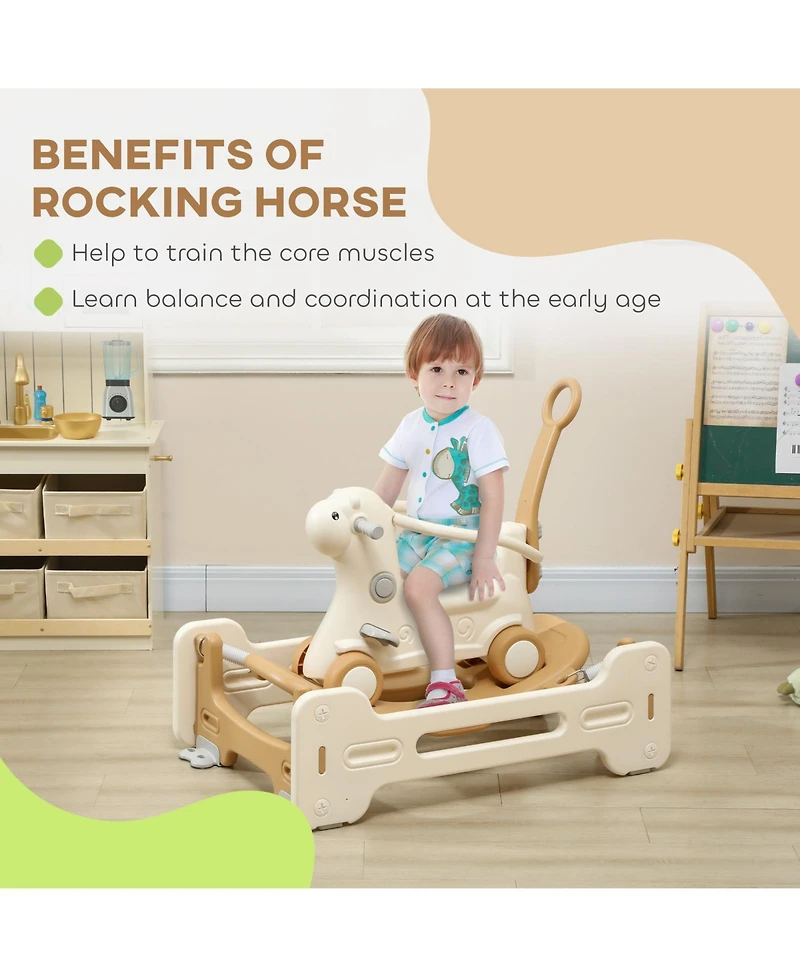 Glintex 5-in-1 Rocking Horse with Guardrails and Push Handle, Ages 1-3