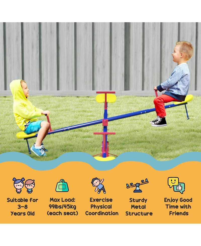 Glintex 360-Degree Spinning Seesaw, Powder-Coated Steel, 4-Seat, Ages 3-8