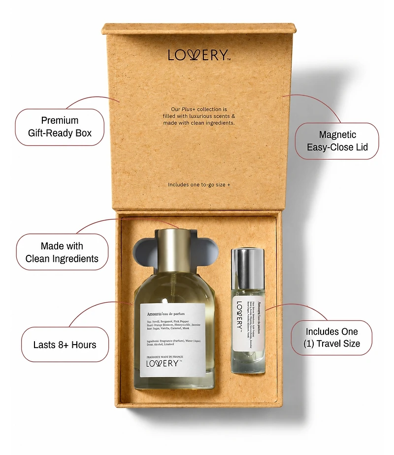 LoveryPlus Amoura Eau de Parfum 2pc Gift Set - 3.4fl oz Womens Fragrance Perfumes with 10ml Mini Perfume