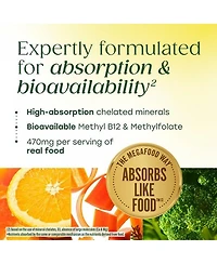 MegaFood Advanced Multivitamin for Men with Choline, Methyl B12, Methylfolate, Vitamin C and D3 and Zinc, 120 Ct