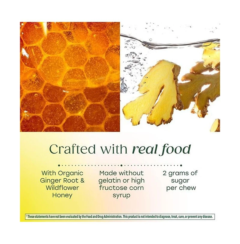 MegaFood Baby and Me 2 Morning Sickness Nausea Relief Soft Chews with Vitamin B6 and Ginger, Honey Lemon Ginger 30 Soft Chews