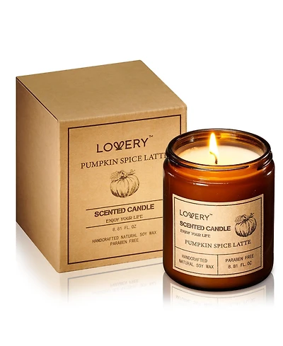 Lovery Pumpkin Spice Latte Candle Gift Set, 9oz Home Soy Aromatherapy Candles