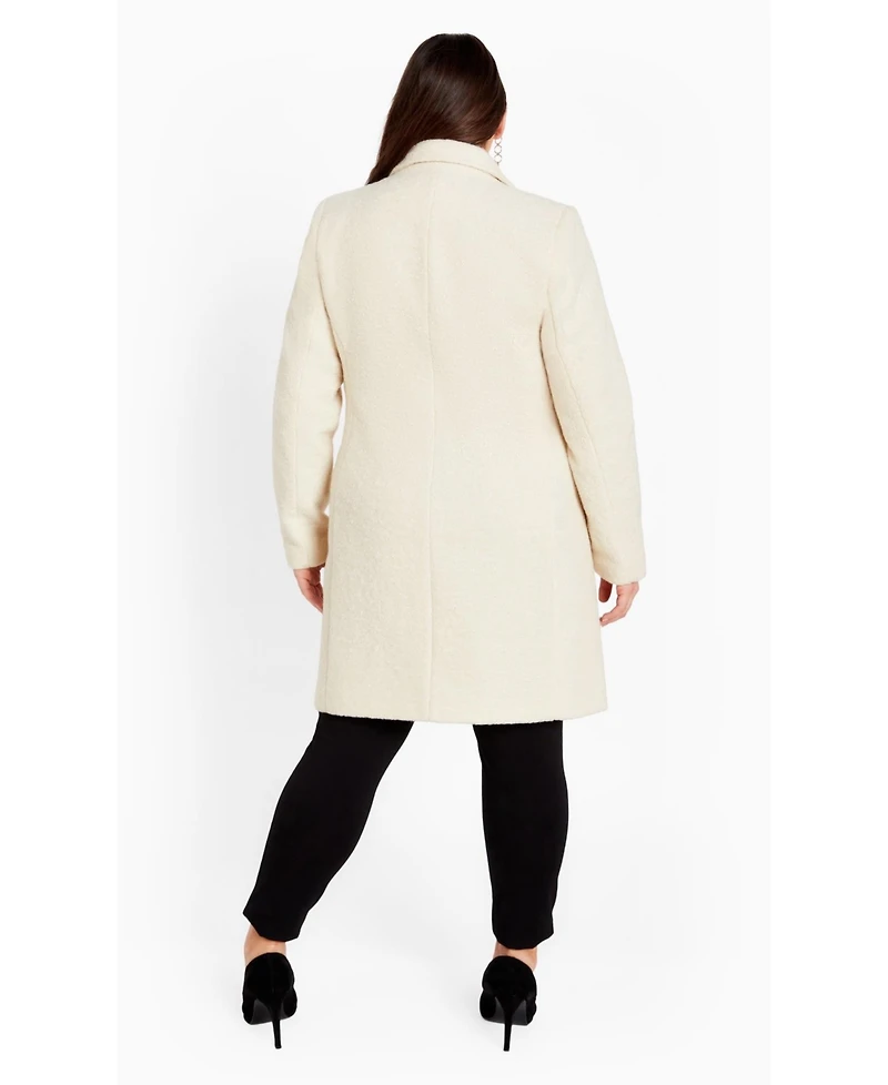Avenue Women's Plus Estelle Double Button Collared Coat