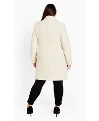 Avenue Women's Plus Estelle Double Button Collared Coat