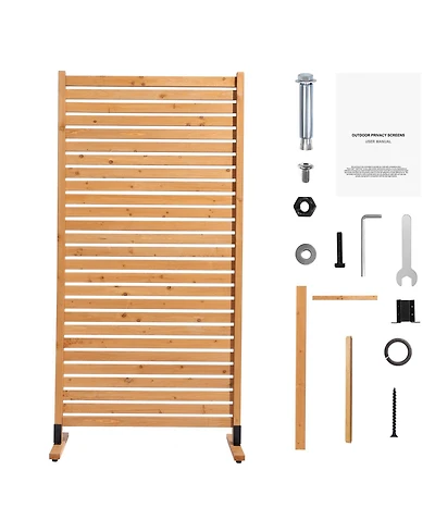 Vevor Wooden Privacy Screen 36" x 76" Freestanding Outdoor Privacy Screen for Patio