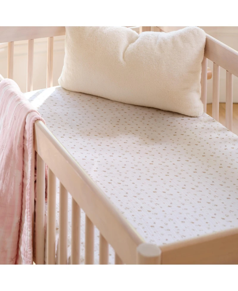 Lambs & Ivy Signature 100% Organic Cotton Muslin Floral Fitted Crib Sheet