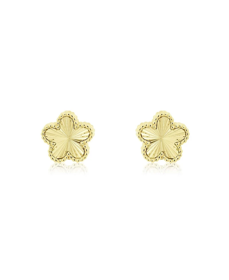 The Lovery Fluted Flower Stud Earrings 14K Gold Plated Sterling Silver