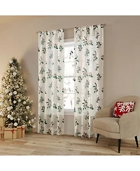 No. 918 Berry Creek Christmas Metallic Sheer Rod Pocket Curtain Panel Pair