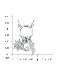 Macy's Fine Silver-Plated Over Brass Circle Charm Holder with Sun, Moon, Star and Lightning Bolt Charms Necklace