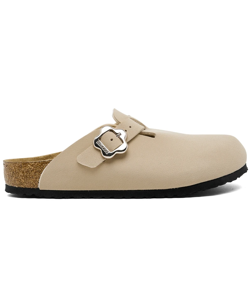 Birkenstock Little Kid's Boston Suede Leather Flower Buckle Clogs from Finish Line