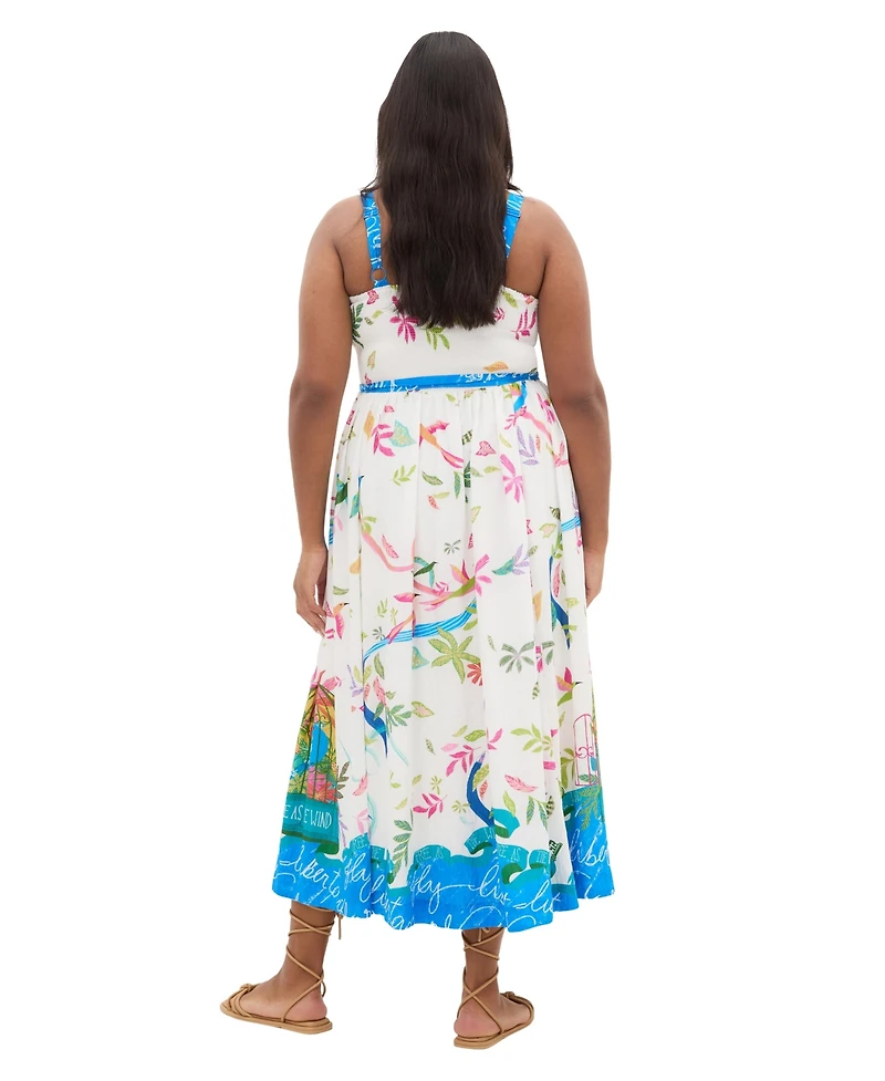 City Chic Plus Free Spirit Print Sleeveless Midi Dress