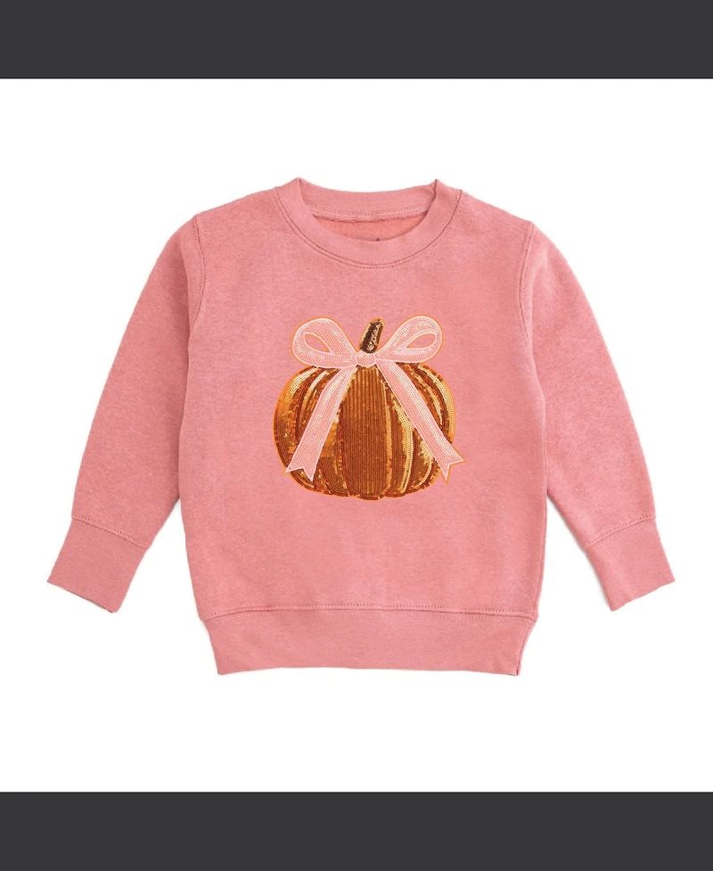 Sweet Wink Toddler Girls Coquette Pumpkin Sequin Patch Sweatshirt