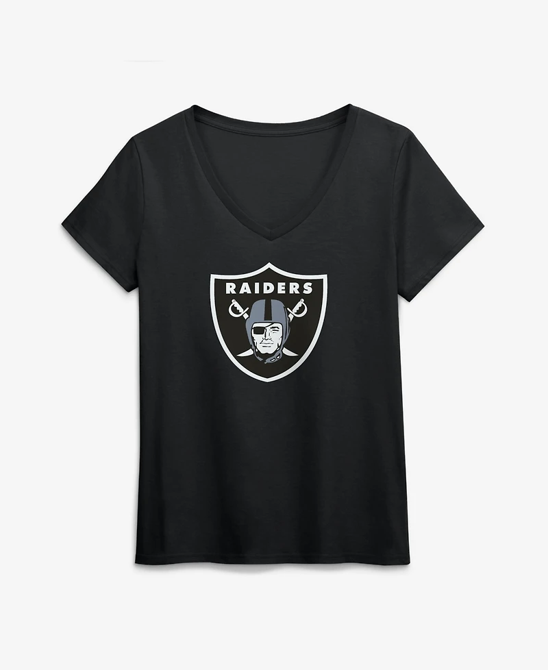 Logo Athletic Women's Las Vegas Raiders V-Neck Short-Sleeve T-Shirt