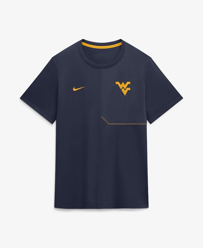 Nike Men's West Virginia Mountaineers Sideline Coaches Dri-fit Mesh Paneling T-Shirt