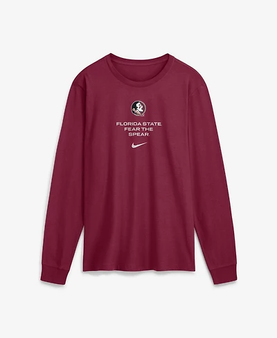 Nike Men's Florida State Seminoles Long-Sleeve Crewneck Screen Print Graphics T-Shirt