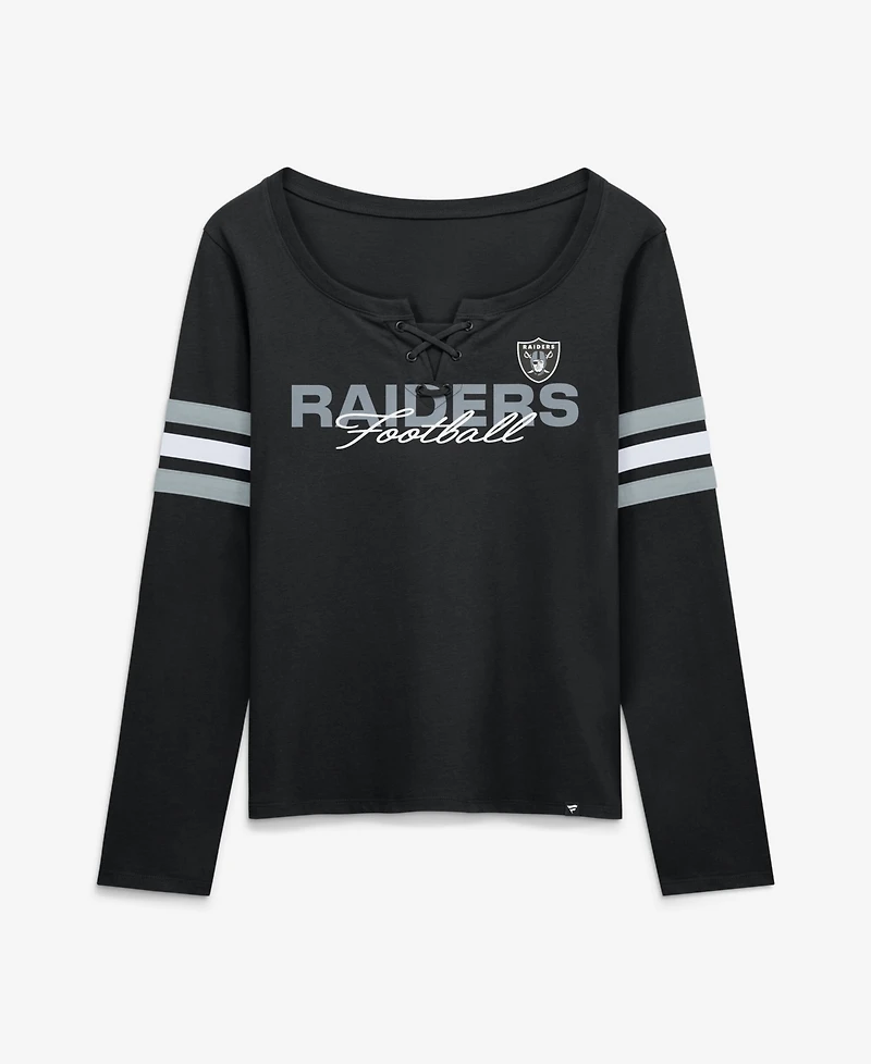 Fanatics Women's Las Vegas Raiders Team First Coverage Scheme Long Sleeve Lace-up Neckline T-Shirt