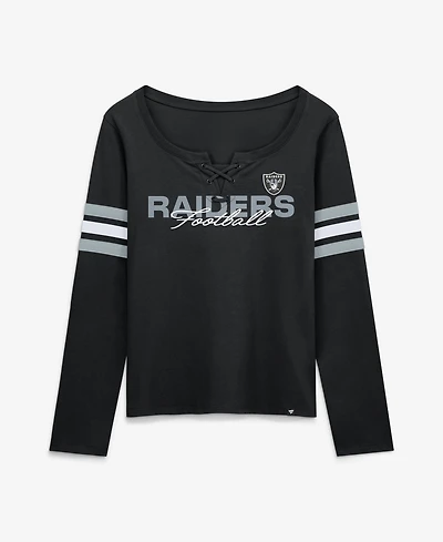 Fanatics Women's Las Vegas Raiders Team First Coverage Scheme Long Sleeve Lace-up Neckline T-Shirt